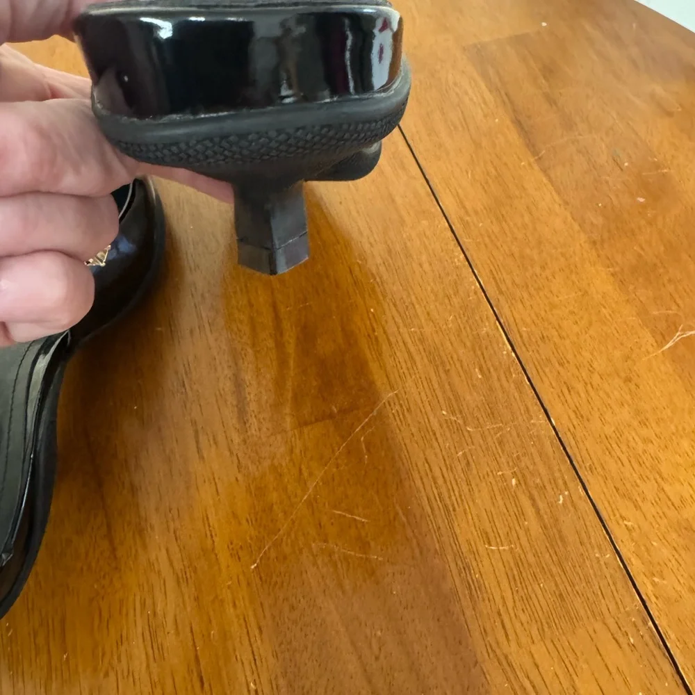 Prada spazzolato triangle logo sling back kitten heel pumps size7 $1200 retail - Picture 4 of 9